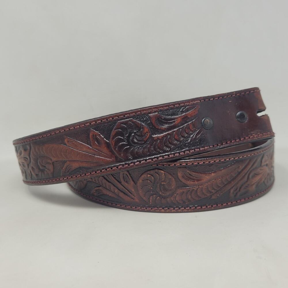 Resistol Belt Mens 38 Brown Leather Tooled Western Floral Cowboy Rodeo Ranch